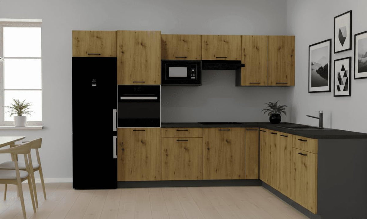 Módulos, madera, para la cocina, Genérico Muebles de Cocina esquinero en L 260 y