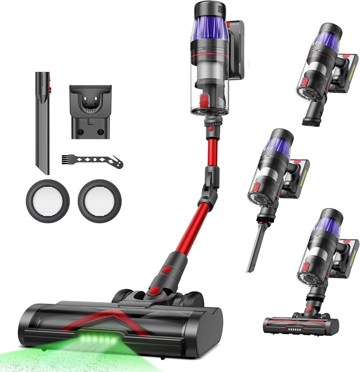 aspirador, con iluminación LED, inalámbrico, Ultenic, Ultenic Aspiradora sin Cable 55Kpa/60Min, Pantalla LED Muestra Batería Restante en Minutos