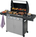 barbacoa, 160 × 59.8 × 115.6 cm, 12.8kW, acero inoxidable, negro, CAMPINGAZ, Campingaz 4 Series Classic LS Plus Barbacoa a gas, 4 Ruedas