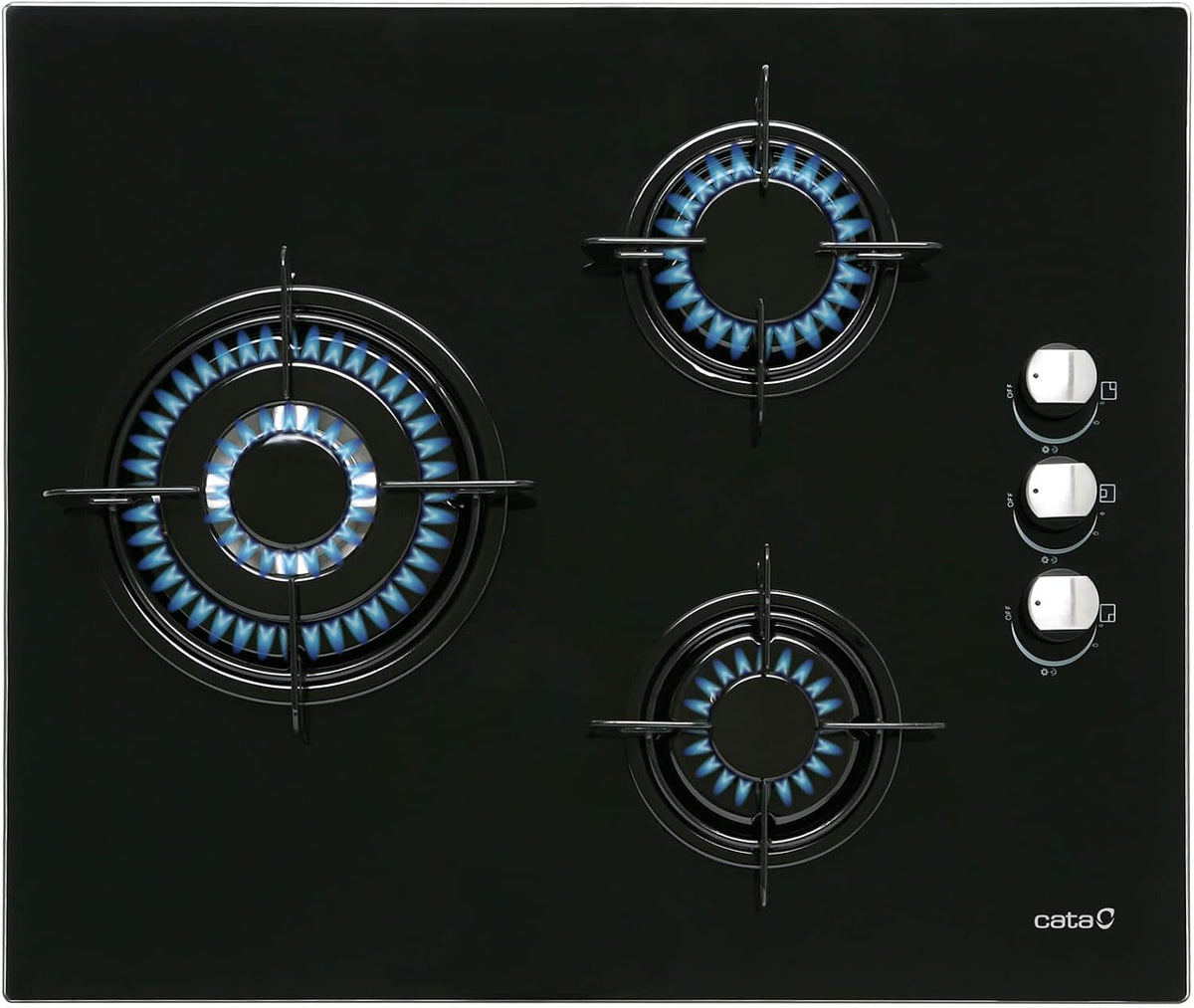 placa de inducción, 59 cm, vidrio, negro, Cata, Modelo CIB 6021 BK, 3 Fuegos, Ancho 59 cm