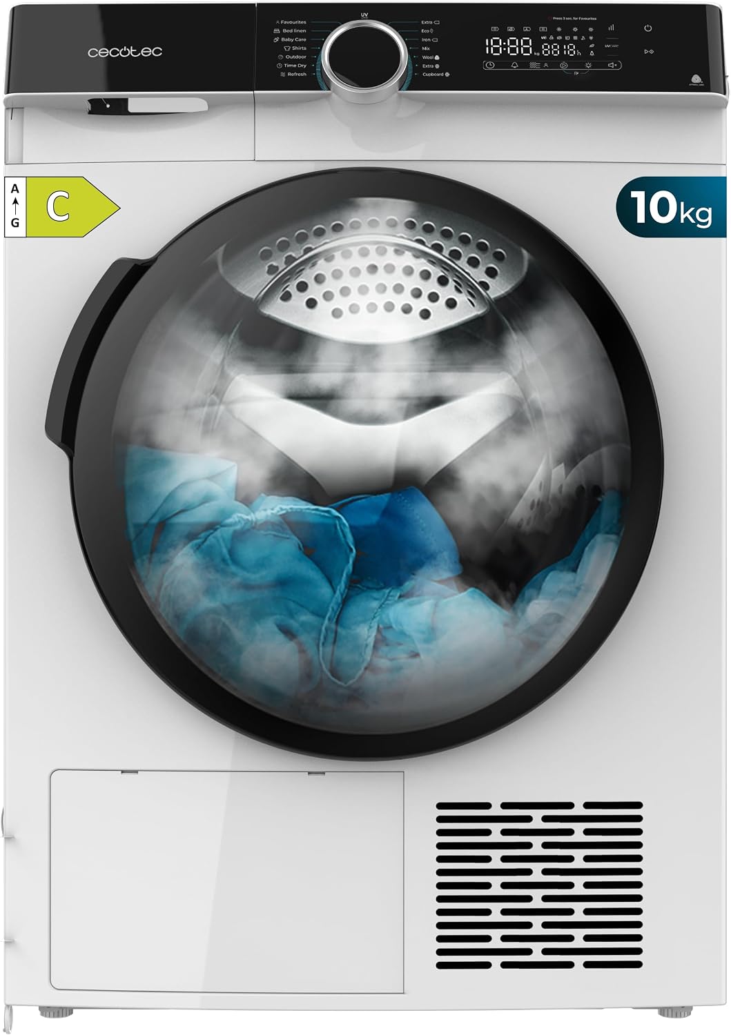 Secadoras con bomba de calor, 10kg, blanco, Cecotec, 14 Programas