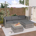 sofá, vidrio, para el jardín, para la terraza, Merax, 4 personas, conjunto de asientos para exteriores con cojín y mesa de cristal