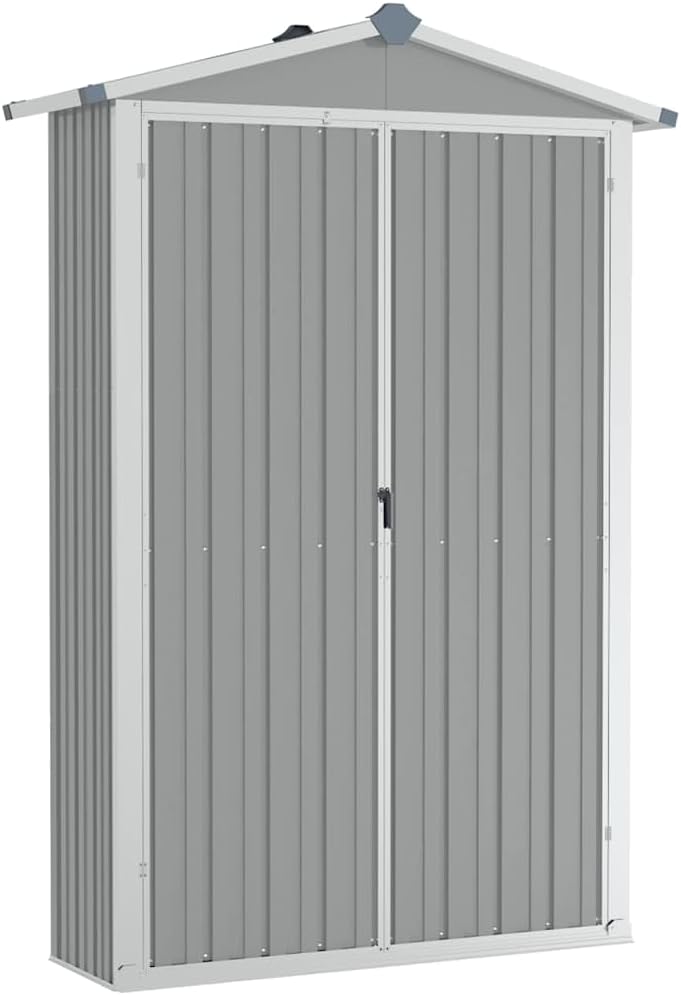 vidaXL Cobertizos de almacenamiento, 116 × 45 × 175 cm, acero, gris, para el jardín
