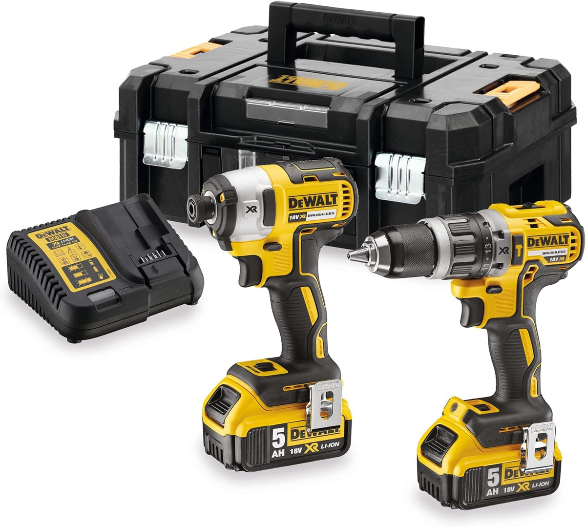 DEWALT DCK266P2T-QW taladro, 13mm, 18V, inalámbrico, Atornillador de Impacto DCF887, 2 Baterías 5Ah + Cargador DCB115