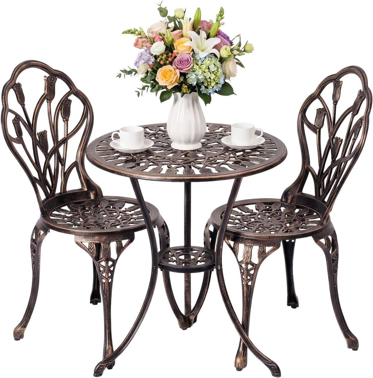 silla, 60 × 65 cm, 3 unidades, aluminio, para el jardín, para la terraza, Roomark, Muebles de Exterior para Balcón