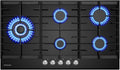 placa de inducción GH2905BG1FC, 87cm, vidrio, negro, para la cocina, GASLAND, Encimera de Cristal Con 5 Fogones, 2 Soportes