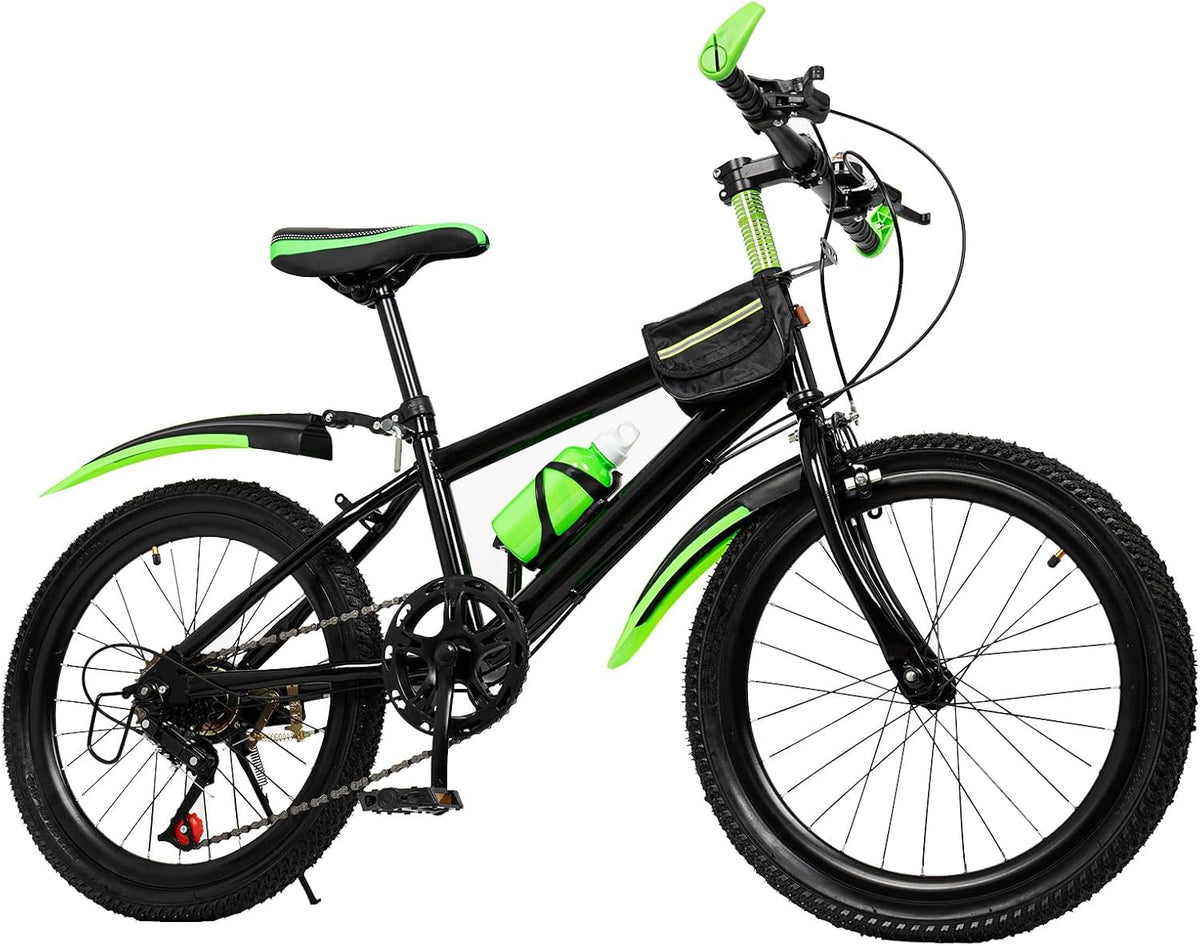 De montaña, 63 cm, Pinuox, Bicicleta de montaña para niños y niñas, 7 velocidades con guardabarros, 12 años