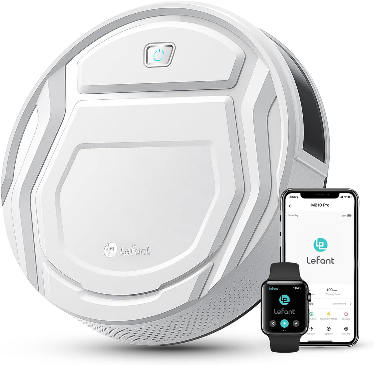 aspirador M210, con WiFi, Lefant, 2200Pa, 120min, Sensor Anticolisión 6D, WiFi/Alexa/App, para Pelo de Mascotas