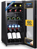 frigorífico GK60, 60 l, con iluminación LED, negro, Sommertal, pequeño refrigerador para botellas