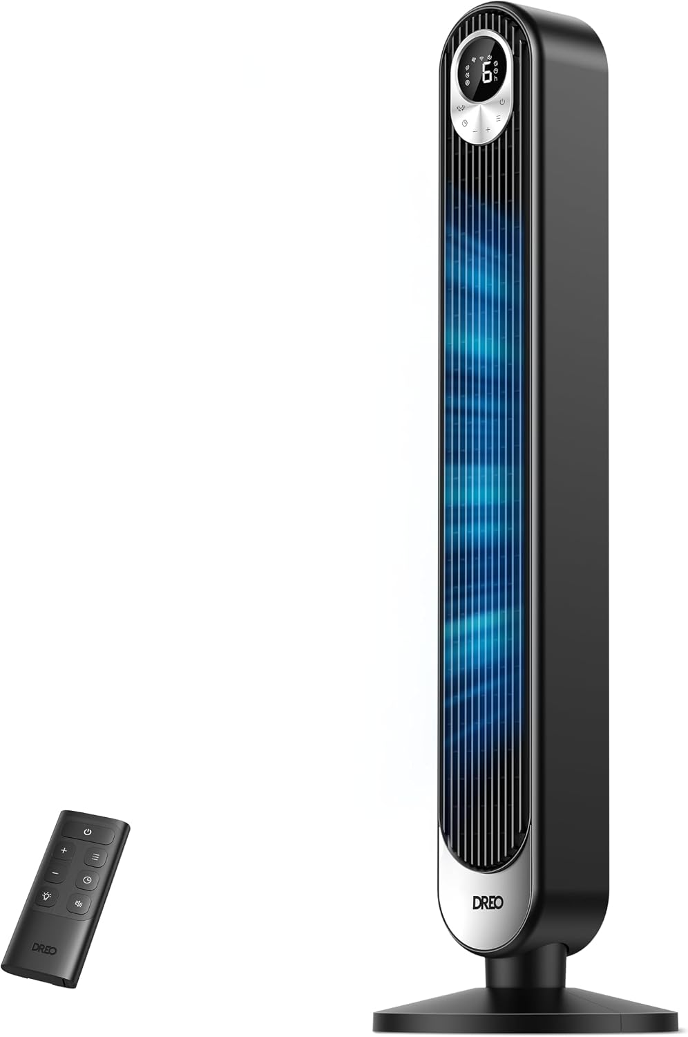 Ventiladores de torre, 106 cm, 28dB, con mando a distancia, DREO, 106 cm Silencioso de 8, 53 m/s de Velocidad, Oscilante de 90° con 9 Velocidades