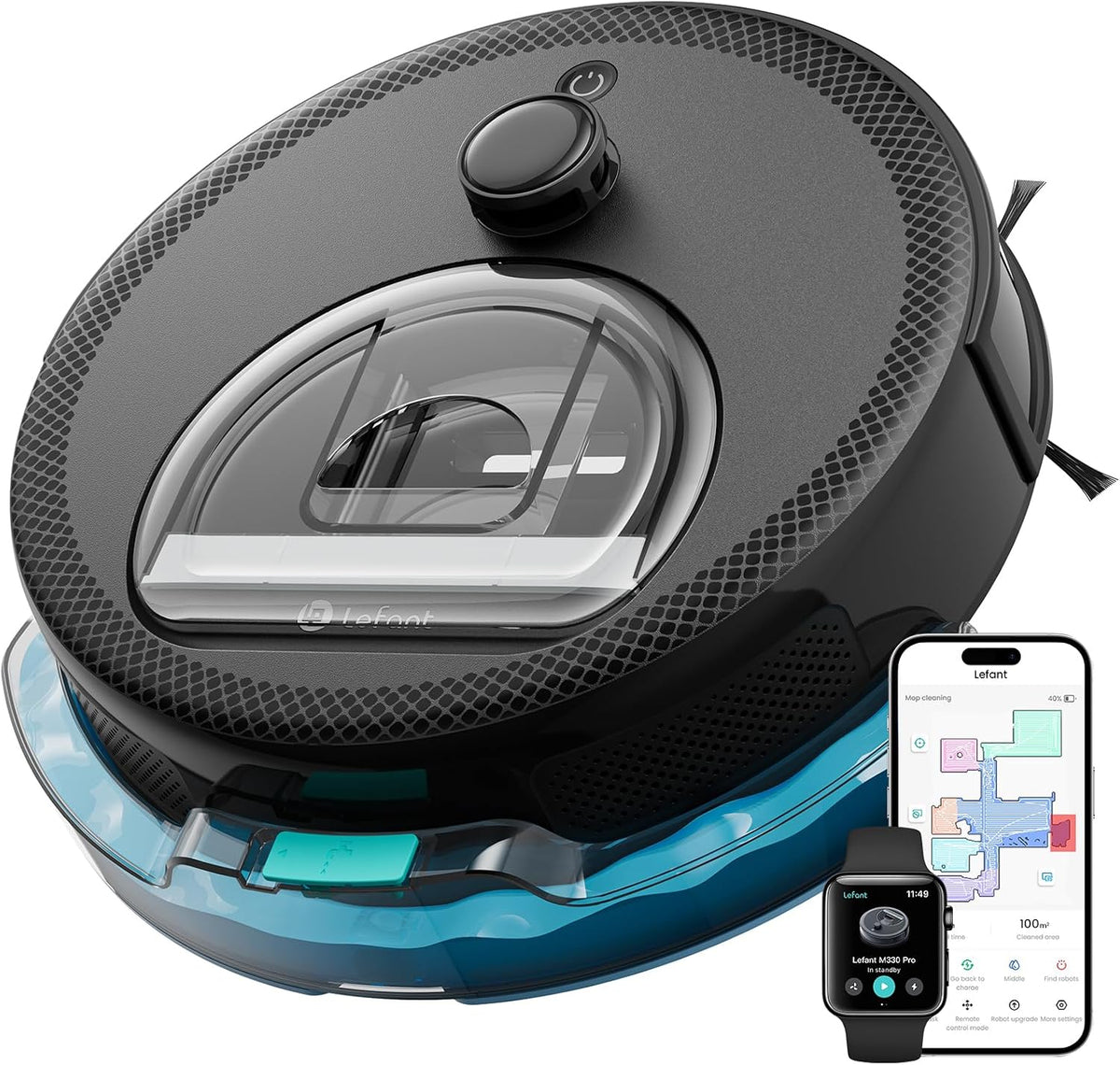 aspirador M330, 95 mm, con WiFi, Lefant, 150min, 5000Pa de Succión, Evitación de Obstáculos PSD 190°, Conectado por Alexa/App/WiFi