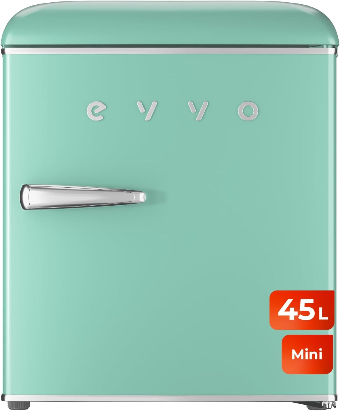 frigorífico F20, 55 × 44,7 × 53,4 cm, verde, EVVO, EVVO Mini Nevera Retro 45 Litros de Capacidad