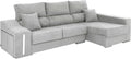 sofá, 263 cm, gris, Miroytengo, Miroytengo Sofá Chaise Longue Oscar Derecha 3 Plazas, 2 Puffs