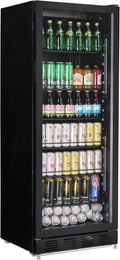 frigorífico GSC4280B, 59,5 × 54,5 × 159 cm, 18 °C, 280L, con iluminación LED, regulable, con estantes, vidrio, negro, METRO Professional