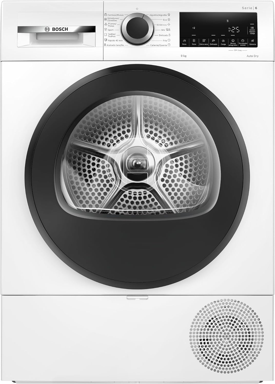 Bosch WQG24200ES Secadoras con bomba de calor, 84,2 × 59,8 × 61,3 cm, 9 kg, blanco, Serie 6