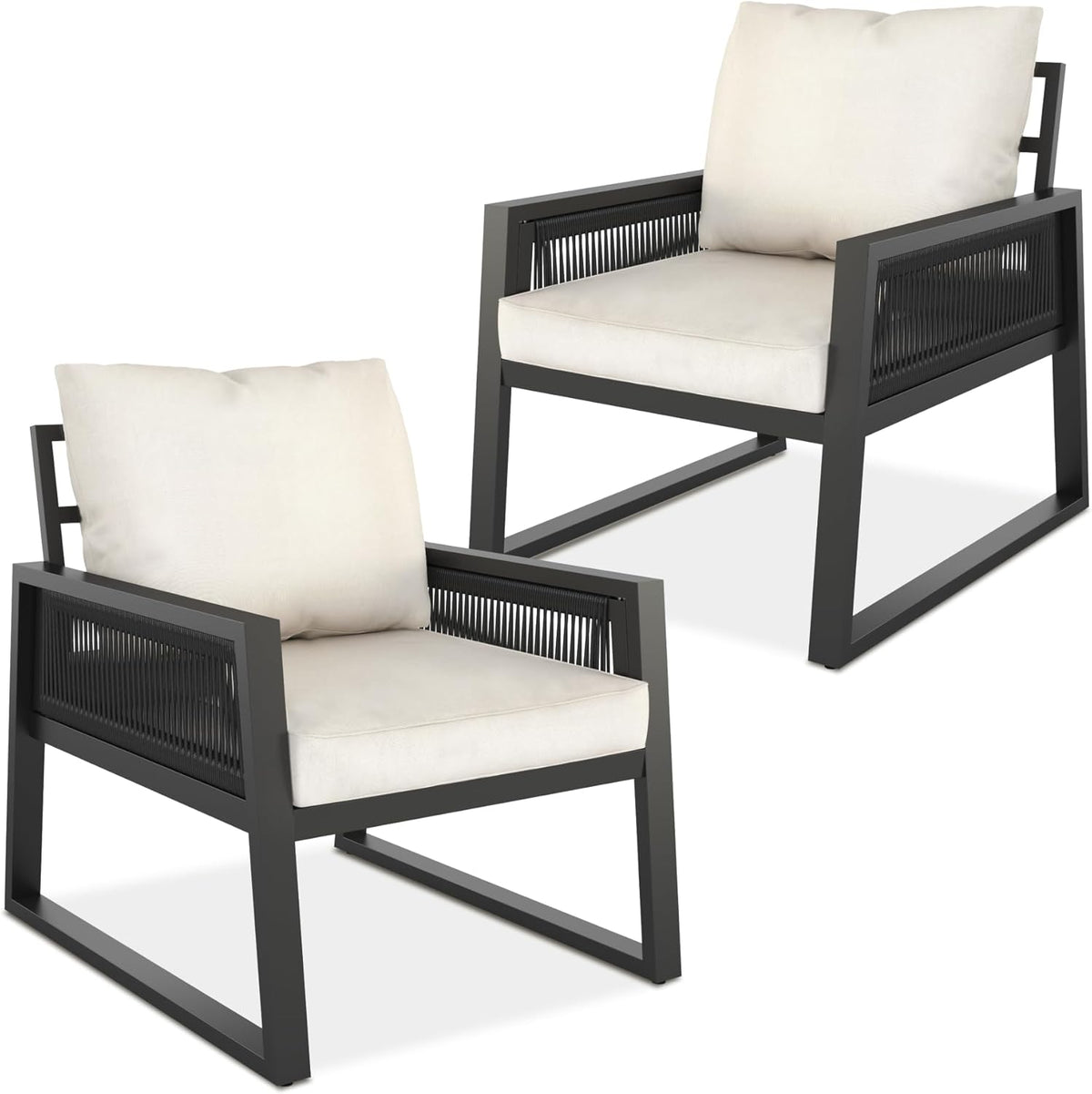 silla, regulable, aluminio, para el jardín, para la terraza, tectake, Fundas Extraíbles - 2 Sillones