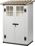 Cobertizos de almacenamiento KSP38215, 95 × 139 × 201 cm, Gardiun, GARDIUN KSP38215 - Caseta de Resina Tuscany Evo 100 2 Puertas 1