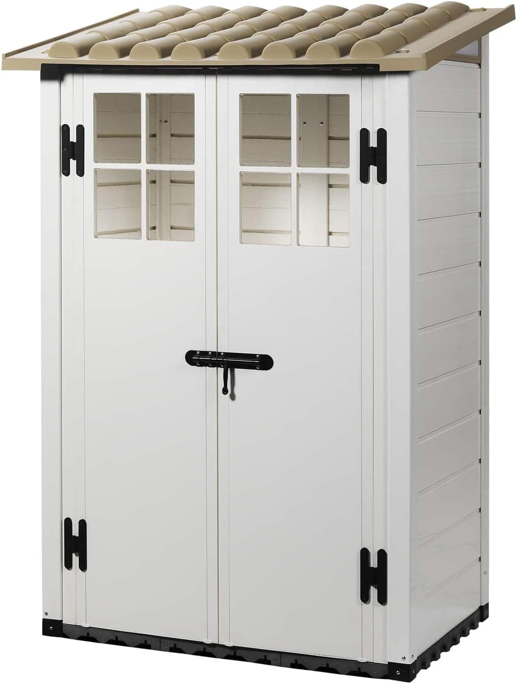 Cobertizos de almacenamiento KSP38215, 95 × 139 × 201 cm, Gardiun, GARDIUN KSP38215 - Caseta de Resina Tuscany Evo 100 2 Puertas 1