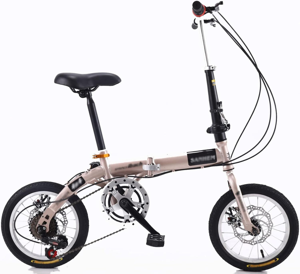 Plegables, 190 cm, acero, Genérico 14/16 Pulgadas Plegable Bicicleta Frontal y Trasero Marco